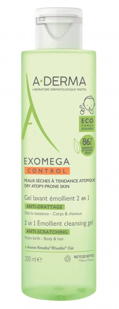 A-derma EXOMEGA CONTROL - Gel Lavant Émollient, 200ml