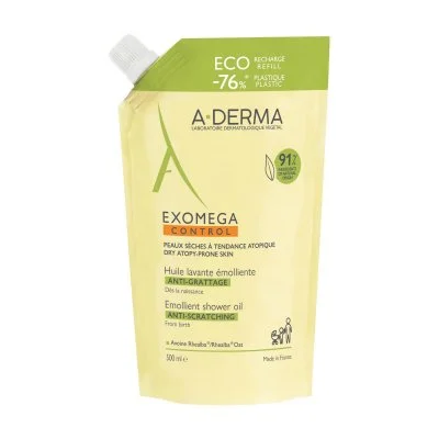 A-DERMA Exomega Control Huile Démaquillante Emolliente Eco Recharge