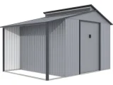 HABITAT ET JARDIN Abri de jardin métal avec pergola ""Madras"" - 9.12 m² - 355 x 257 x 237 cm - Gris
