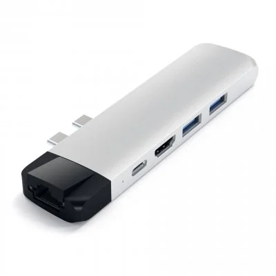 Adaptateur Satechi Pro Hub - Type USB C vers 4K HDMI Ethernet Argent
