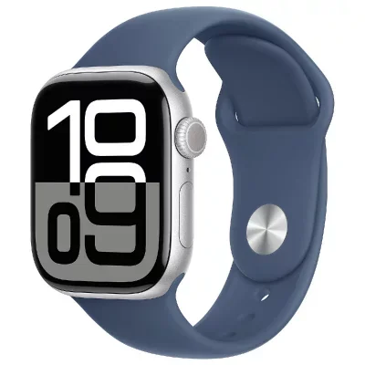 Apple Watch Series 10 GPS 42mm Boîtier en Aluminium Argent avec Bracelet Sport Denim M/L
