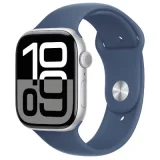 Apple Watch Series 10 GPS 46mm Boîtier en Aluminium Argent avec Bracelet Sport Denim S/M