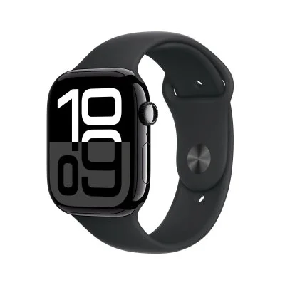 Apple Watch Series 10 GPS 46mm Boîtier en Aluminium Noir de Jais avec Bracelet Sport Noir M/L