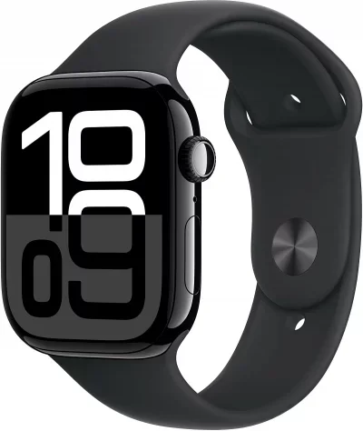 Apple Watch Series 10 GPS 46mm Boîtier en Aluminium Noir de Jais avec Bracelet Sport Noir S/M