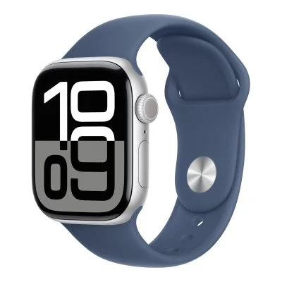 Apple Watch Series 10 GPS + Cellular 42mm Boîtier en Aluminium Argent avec Bracelet Sport Denim S/M