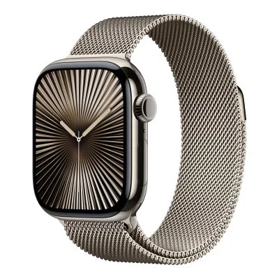 Apple Watch Series 10 GPS + Cellular 42mm Boîtier en Titane Naturel avec Bracelet Milanais Naturel