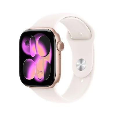 Apple Watch Series 11 GPS + Cellular 46mm Boitier aluminium or rose avec bracelet rose tendre S/M