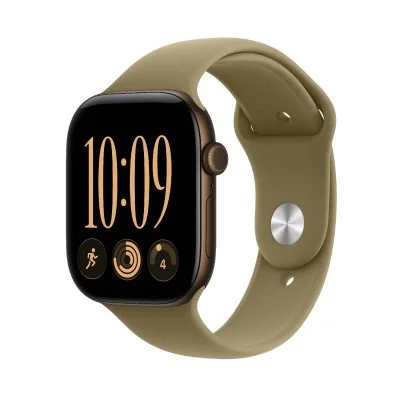 Apple Watch Series 12 GPS 46 mm Aluminium Bronze sombre Bracelet Sport Olive M/L