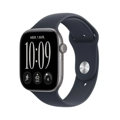 Apple Watch Series 12 GPS 46mm Aluminium Gris sidéral Bracelet Sport Bleu marine S/M