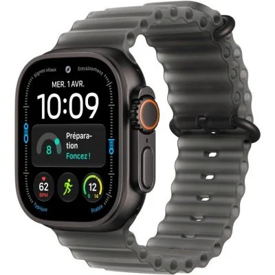 Apple Watch Ultra 4 GPS + Cellular 49 mm Titane noir Bracelet Océan Noir translucide