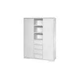 SCHARDT Armoire Bb 2 Portes 4 Tiroirs Bois Laqu Blanc Maxx White L 139 X H 191 X P 53 Cm