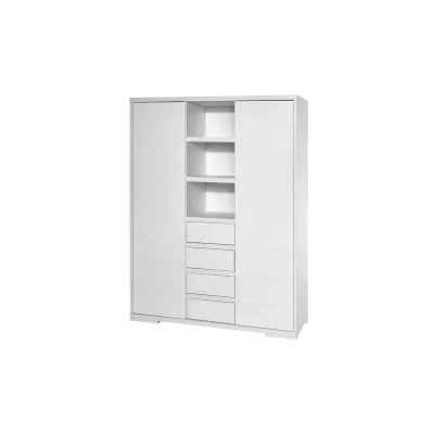 Armoire Bb 2 Portes 4 Tiroirs Bois Laqu Blanc Maxx White L 139 X H 191 X P 53 Cm