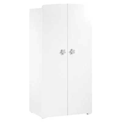 Armoire chambre bébé 2 portes - Boutons étoile gris - New Basic