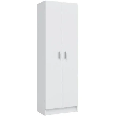 Armoire de rangement LISON 2 portes L58,5cm x H180cm - Blanc