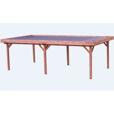 Auvent Ombra toit plat - HABRITA - 6 poteaux lamellé-collé - 24,64 m2