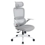 B100 SE Chaise de Bureau Ergonomique, Soutien Lombaire, Accoudoirs Rabattables, Blanc