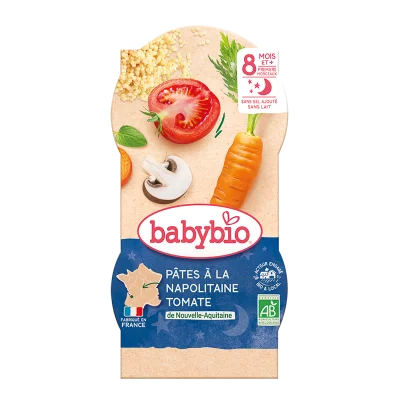 Babybio Bols Bonne Nuit Pâtes Napolitaine Bio dès 8 mois 2 x 200g