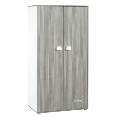 BABYPRICE Armoire Chambre Bébé Smile Chêne Silex 2 Portes