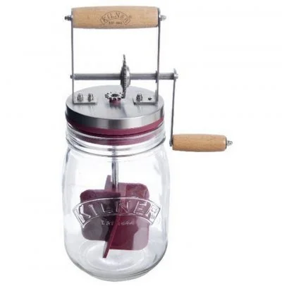 Baratte à  beurre avec bocal en verre et moulinette en inox butter stainless_steel