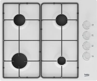Beko - Table de cuisson gaz 60cm 4 feux blanc HIGG64123SW - blanc