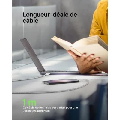 Belkin Boost Charge Usb-a To Usb-c Cable Braided 1m Blanc