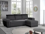 BESTMOBILIER Canapé d'angle réversible convertible 4 places MILAN - Simili/Tissu Noir / Gris