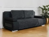BESTMOBILIER Canapé droit convertible 3 places ELIO - Tissu Noir / Gris