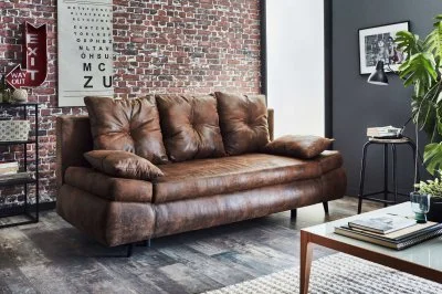 Bestmobilier Canapé droit convertible 3 places LARSON - Tissu Marron