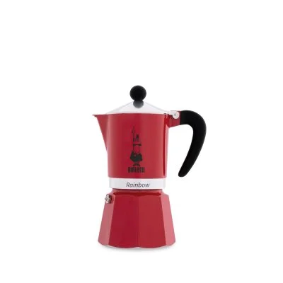 Bialetti Rainbow Caffettiera Colorata, Alluminio, Rossa, 3 Tazze
