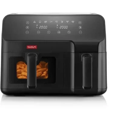 Bodum MELIOR Friteuse électrique à air pulsé, double compartiment 3.2 l & 5.1 L, 2.700 W Noir