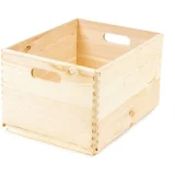 COMPACTOR Boîte de rangement en bois naturel 2 poignées 40x30cm