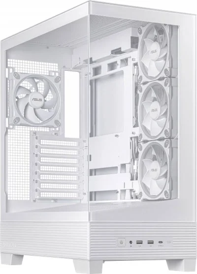 Boîtier PC Asus A31 PLUS TG ARGB - Moyen Tour, Verre Trempé, RGB, Blanc, ATX/Micro-ATX/Mini-ITX