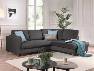 Brooke - canapé d'angle convertible - 5 places - style contemporain - droit - Gris foncé