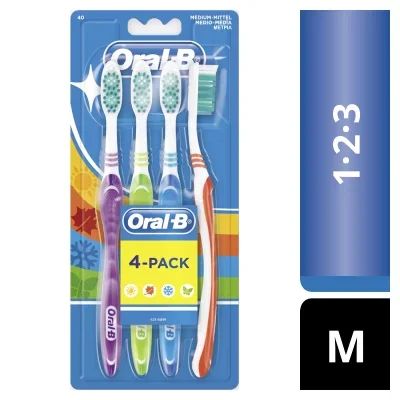 Brosse à dent oral b 123 médium - pack de 4 - oral b