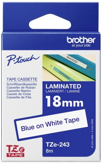 Brother TZ-243 Ruban bleu sur blanc Original TZe-243