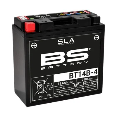 BS battery 300644 bt14b-4 AGM SLA Moto Batterie, Noir