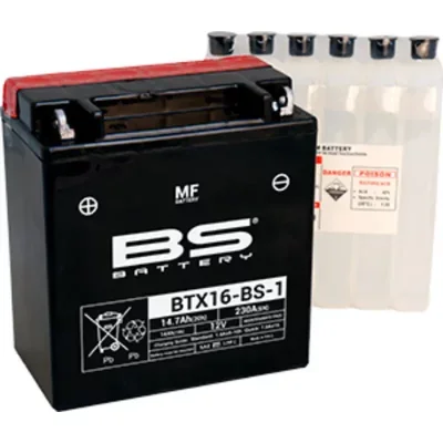 BS battery 300763 btx16 AGM SLA Moto Batterie Noir