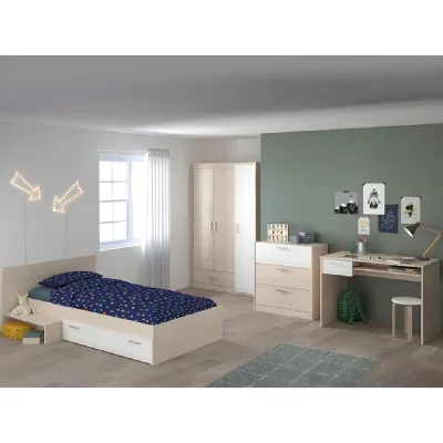 But Lit 190x90 LOAN 1 tiroir imitation Acacia clair et blanc