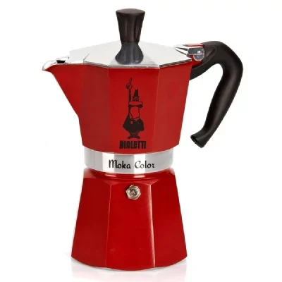 Cafetière Moka express 6t rouge alu