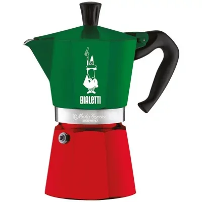 Cafetière Moka Express Italia vert et rouge 3 tasses
