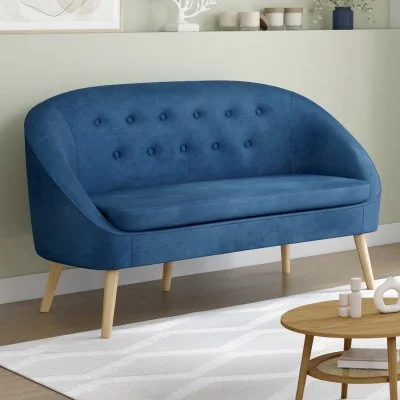 Canapé banquette en velours SONIA bleu - Bleu