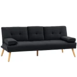 HOMCOM Canapé convertible 3 places design scandinave tissu anthracite