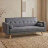 PARIS PRIX Canapé Convertible Scandinave Tissu Gris Foncé LUCIAN