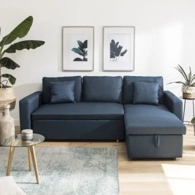 Canapé d'angle convertible CLARK 3 places bleu - Bleu