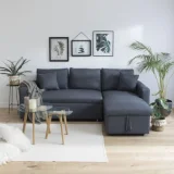 HAPPY GARDEN Canapé d'angle convertible CLARK 3 places gris chiné - Gris