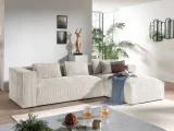 BEST MOBILIER Canapé d'angle droit 4 places Velours côtelé Beige