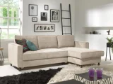BEST MOBILIER Canapé d'angle droit convertible 4 places Velours côtelé Beige