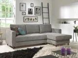 BEST MOBILIER Canapé d'angle droit convertible 4 places Velours côtelé Gris clair