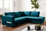 LISA DESIGN Canapé d'angle droit convertible 5 places ANNA - Velours Bleu canard