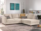 LISA DESIGN Canapé d'angle droit convertible 5 places Velours côtelé Beige